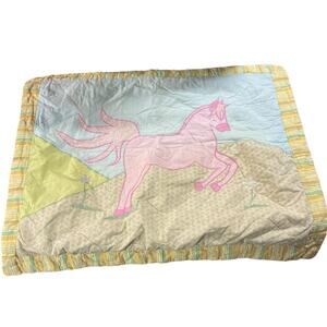 Pink Pony Club Patchwork Horse Quilt Pillowcase / Wall Hanging